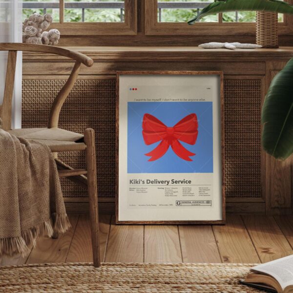 Kiki's Delivery Service movie poster with mid-century modern design style