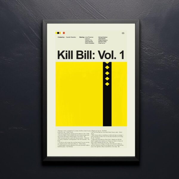 Kill Bill: Vol. 1 mid-century modern style movie poster design