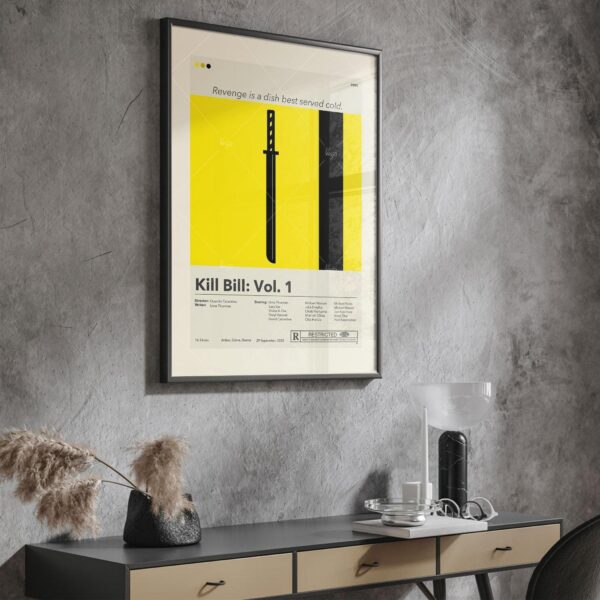 Mid-century modern style Kill Bill Vol. 1 movie poster with vintage design