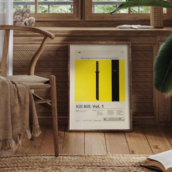 Mid-century modern style Kill Bill Vol. 1 movie poster with vintage design