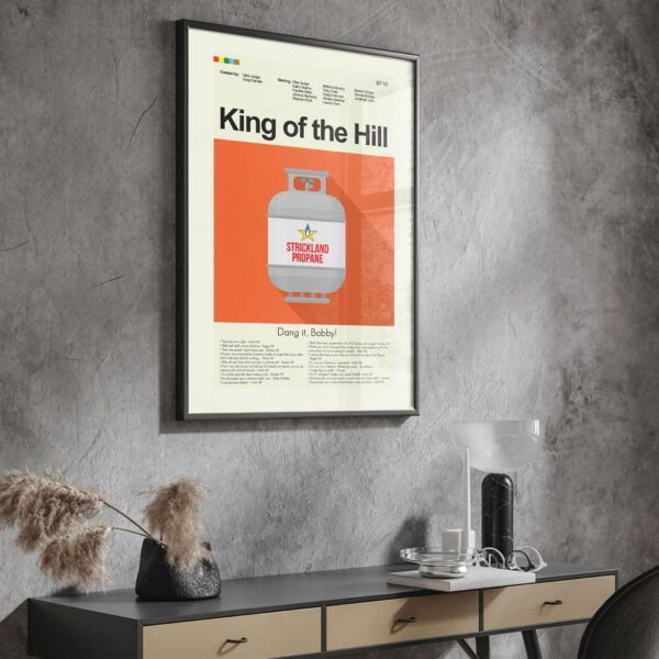 Mid-century modern King of the Hill movie poster with retro design