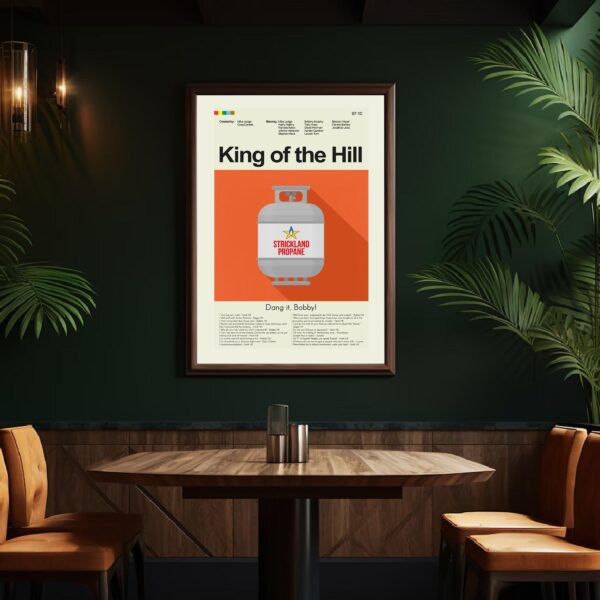 Mid-century modern King of the Hill movie poster with retro design