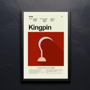 Kingpin movie poster featuring mid-century modern furniture design