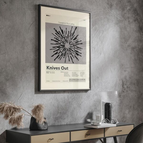 Knives Out movie poster in mid-century modern style print
