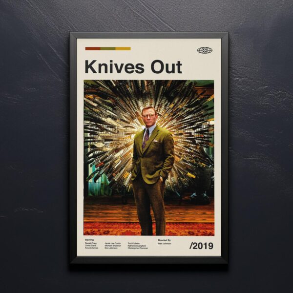 Knives Out vintage mid-century modern movie poster art