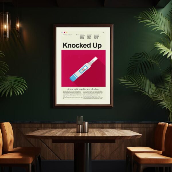 Mid-century modern Knocked Up movie poster featuring a house illustration