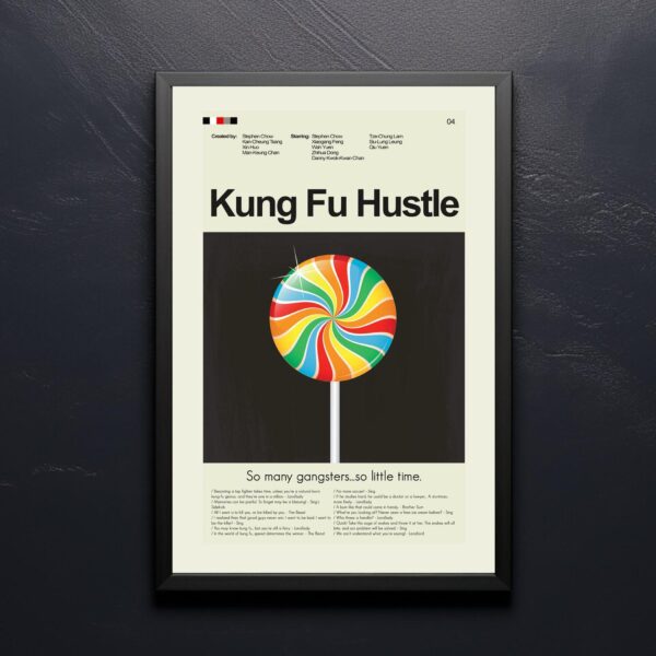 Mid-century modern Kung Fu Hustle movie poster from mid 20th century