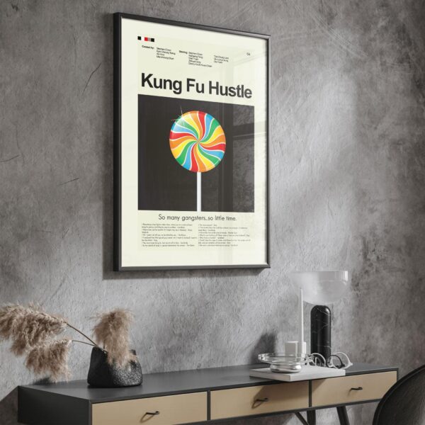 Mid-century modern Kung Fu Hustle movie poster from mid 20th century