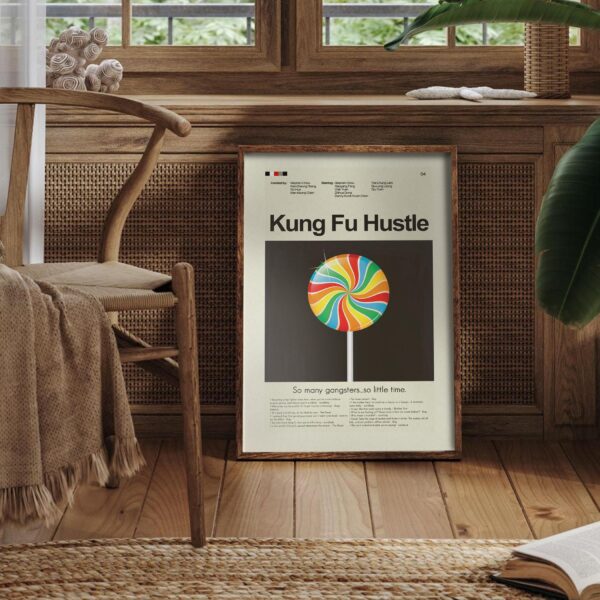 Mid-century modern Kung Fu Hustle movie poster from mid 20th century