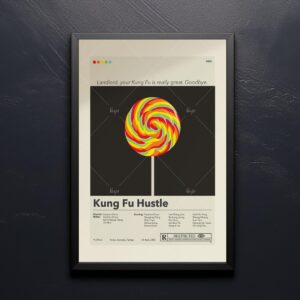 Mid-century modern Kung Fu Hustle movie poster with vintage design elements