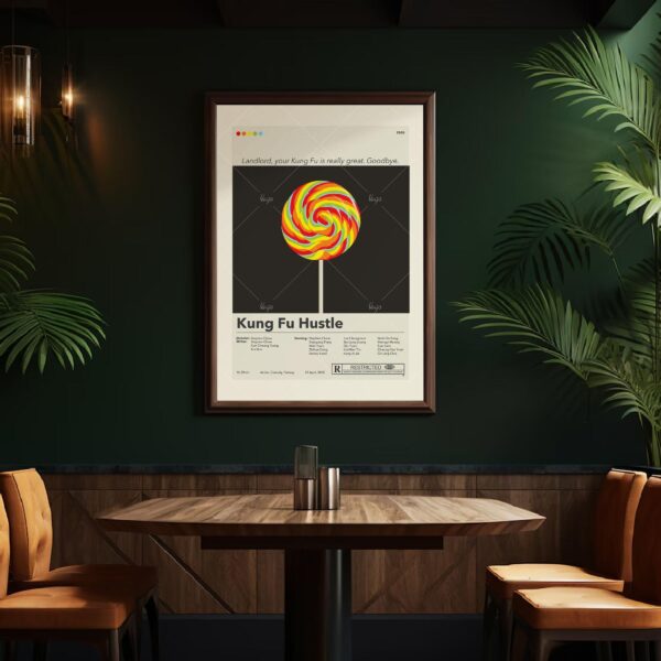 Mid-century modern Kung Fu Hustle movie poster with vintage design elements