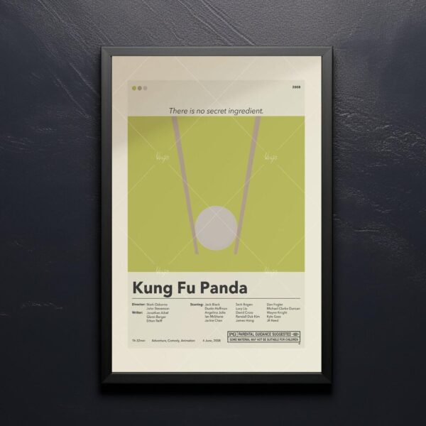 Mid-century modern style Kung Fu Panda 4 movie poster print