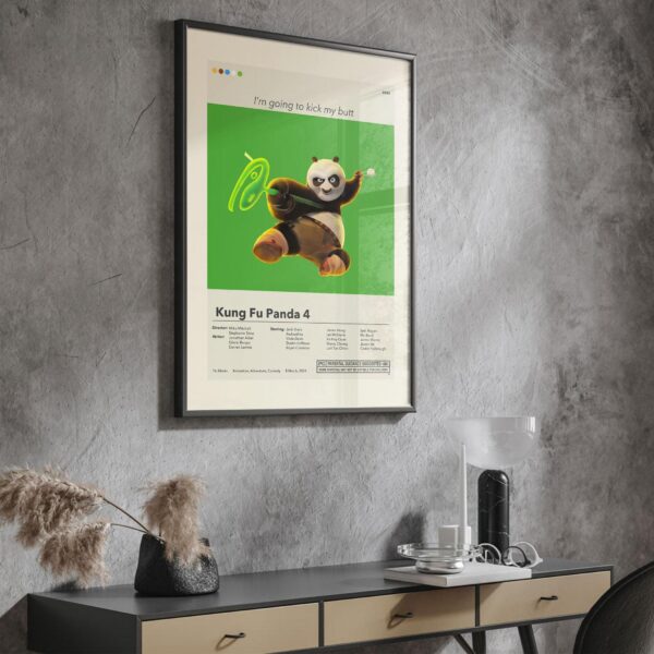 Mid-century modern vintage Kung Fu Panda 4 movie poster art