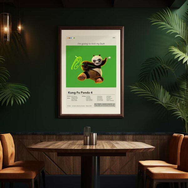 Mid-century modern vintage Kung Fu Panda 4 movie poster art