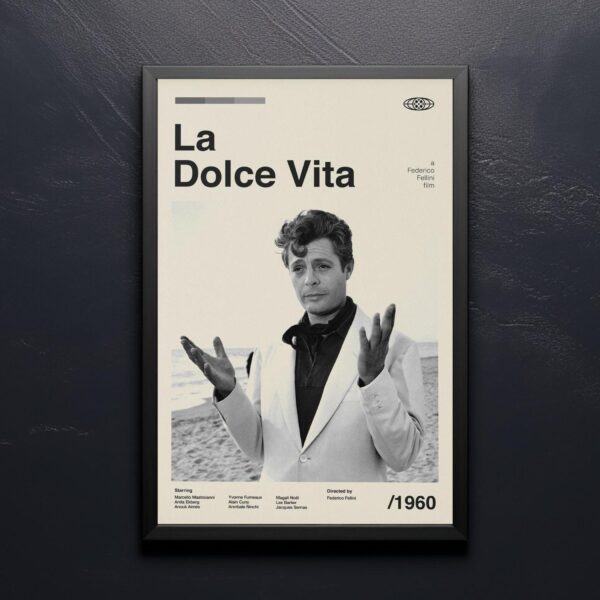 La Dolce Vita Movie Poster - mid-century wall artwork