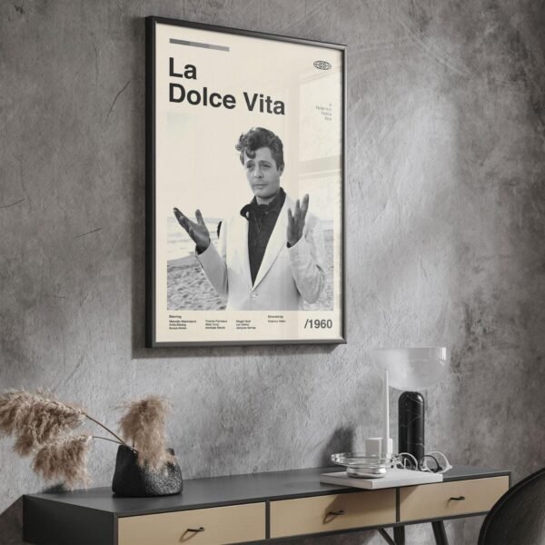 La Dolce Vita Movie Poster - mid-century wall artwork