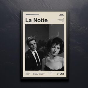 La Notte mid-century modern movie poster limited 20th century design