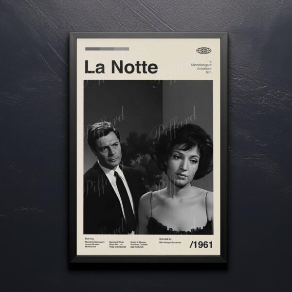 La Notte mid-century modern movie poster limited 20th century design