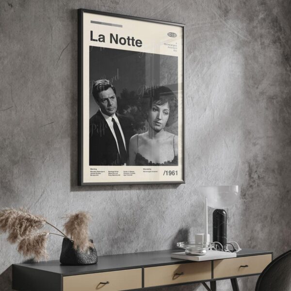 La Notte mid-century modern movie poster limited 20th century design