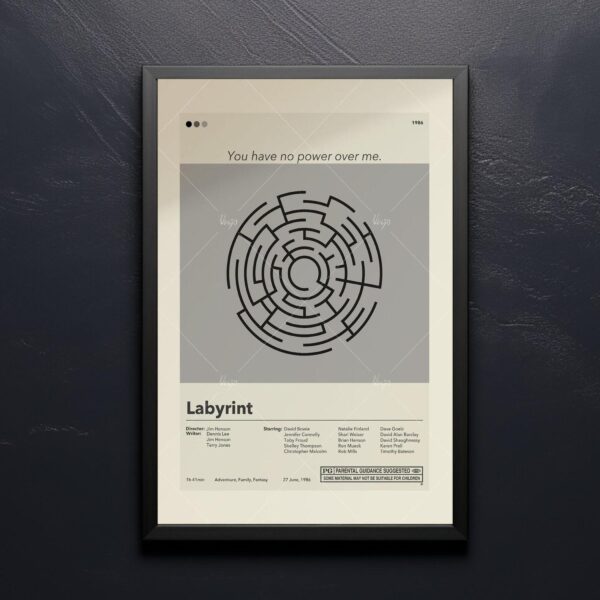 Mid-century modern graphic design Labyrinth movie poster artwork