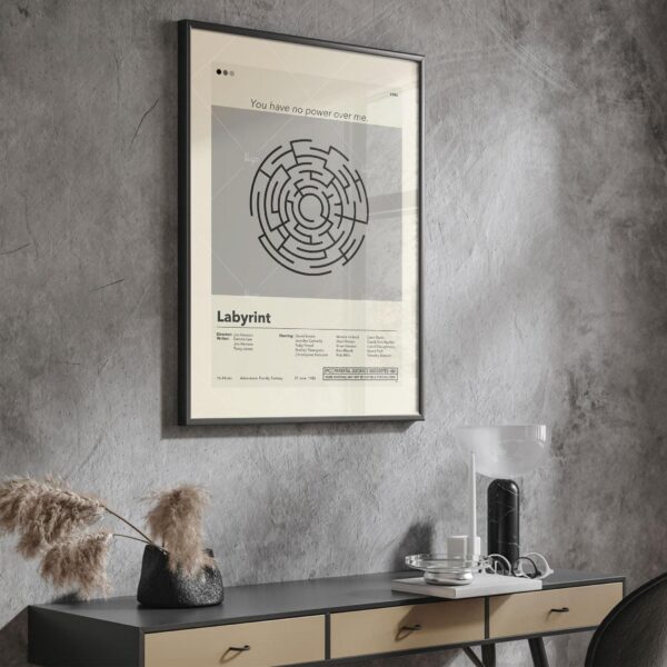 Mid-century modern graphic design Labyrinth movie poster artwork