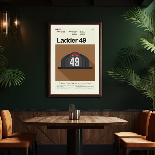 Mid-century modern Ladder 49 movie poster with vintage style design
