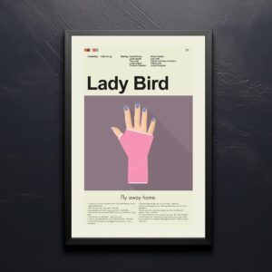 Lady Bird movie poster with modern mid-century design style