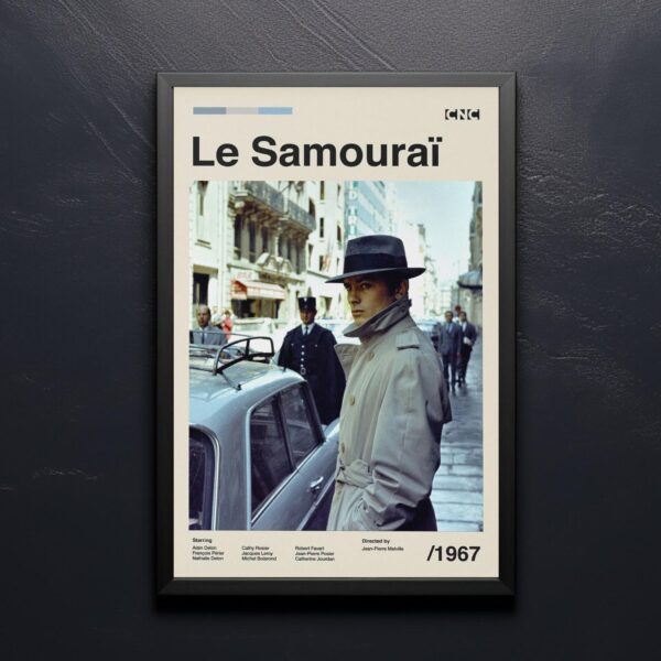 Le Samouraï Movie Poster - mid-century poster with graphic design
