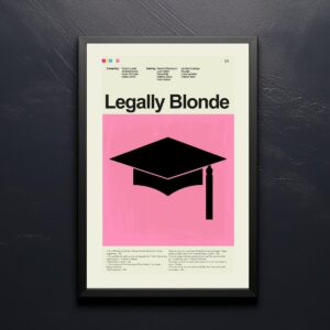 Mid-century modern poster featuring Legally Blonde movie and furniture design