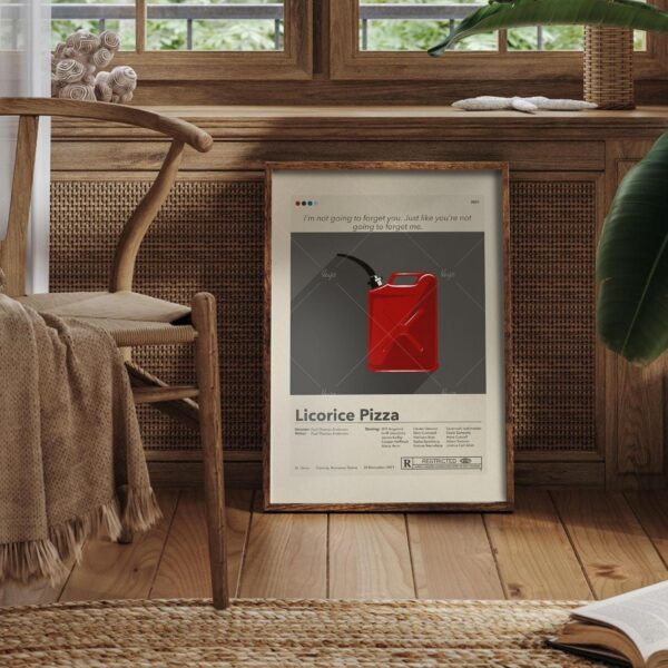 Mid-century modern Licorice Pizza movie poster art with vintage design