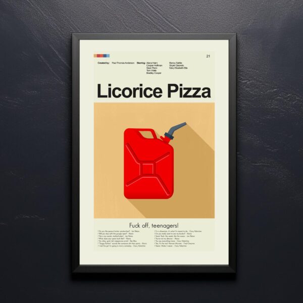 Vintage mid-century modern Licorice Pizza movie poster with retro design