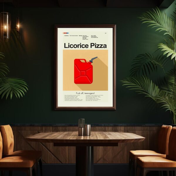 Vintage mid-century modern Licorice Pizza movie poster with retro design