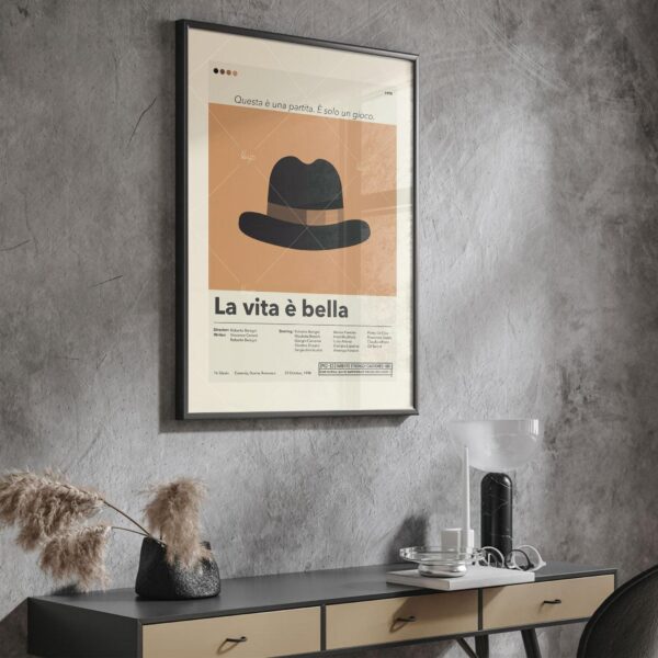 Mid-century modern Life Is Beautiful movie poster with vintage advertising style