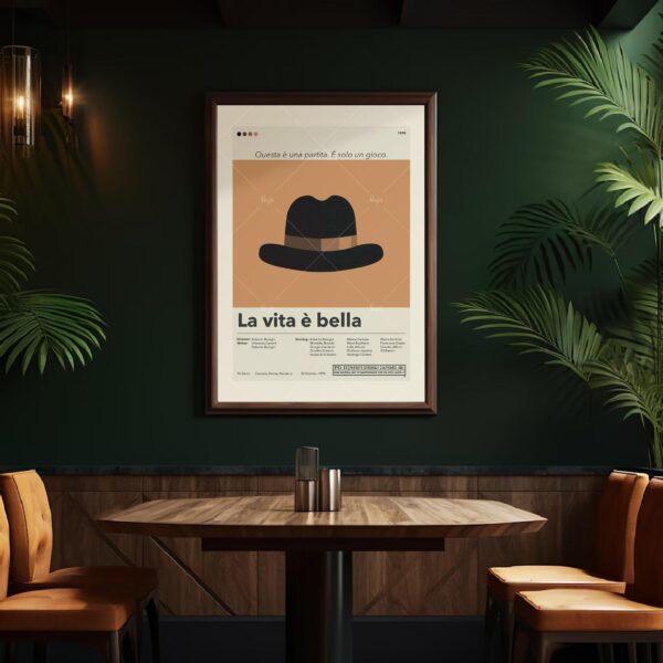 Mid-century modern Life Is Beautiful movie poster with vintage advertising style