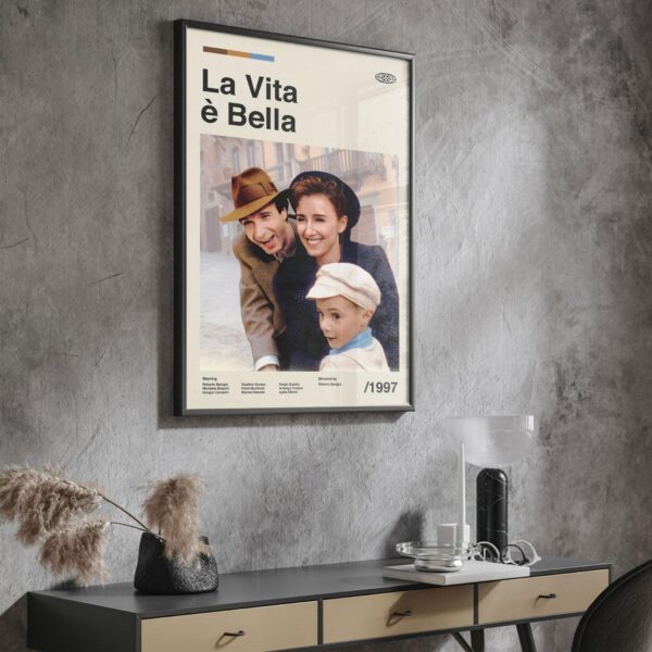Life Is Beautiful mid-century modern movie poster with retro design