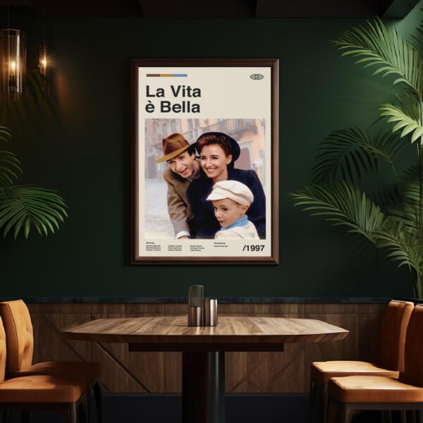 Life Is Beautiful mid-century modern movie poster with retro design