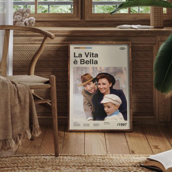 Life Is Beautiful mid-century modern movie poster with retro design