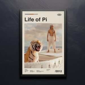 Life of Pi movie poster - mid-century modern retro artwork