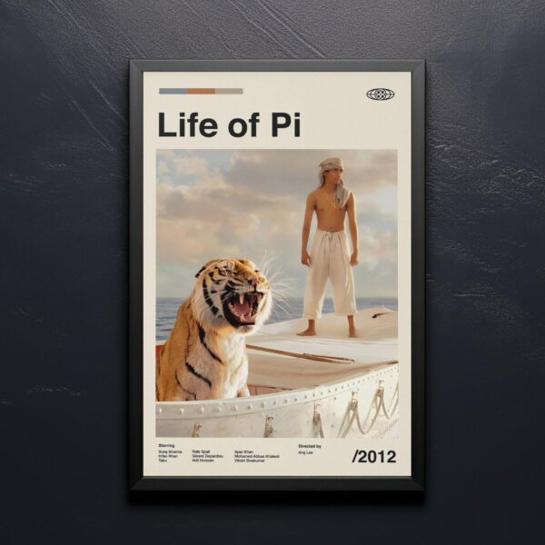 Life of Pi movie poster - mid-century modern retro artwork