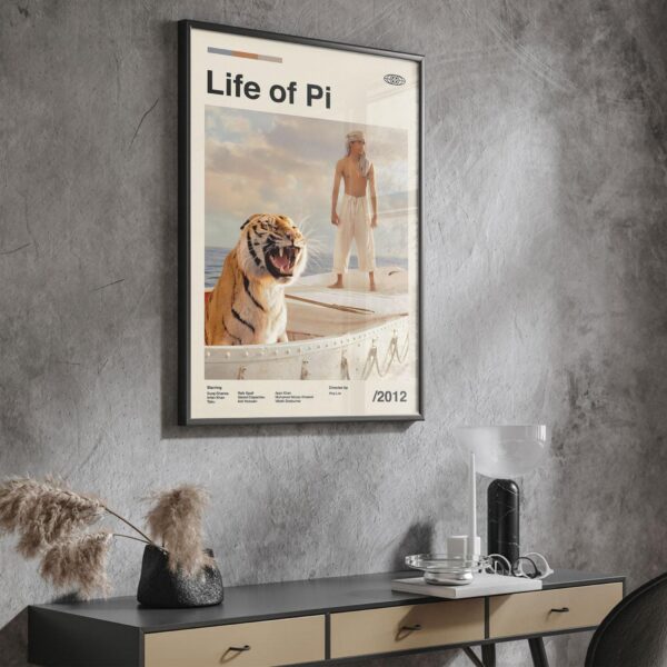 Life of Pi movie poster - mid-century modern retro artwork