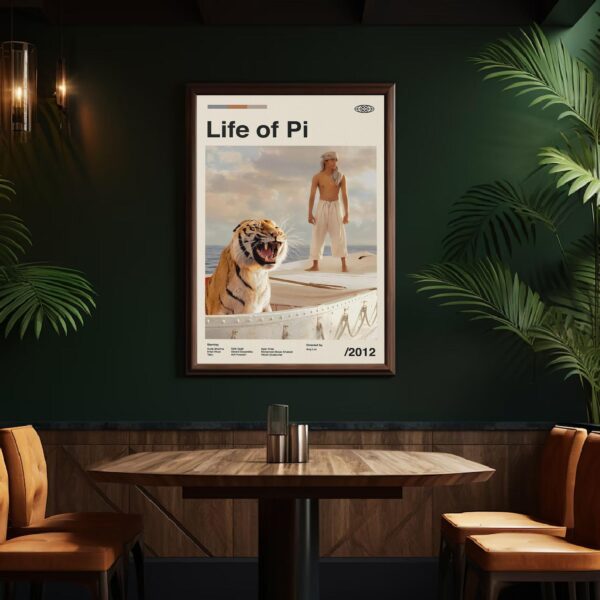 Life of Pi movie poster - mid-century modern retro artwork