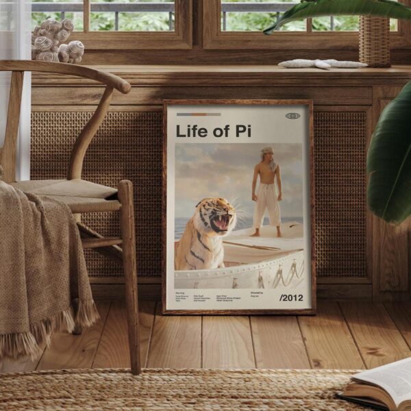Life of Pi movie poster - mid-century modern retro artwork