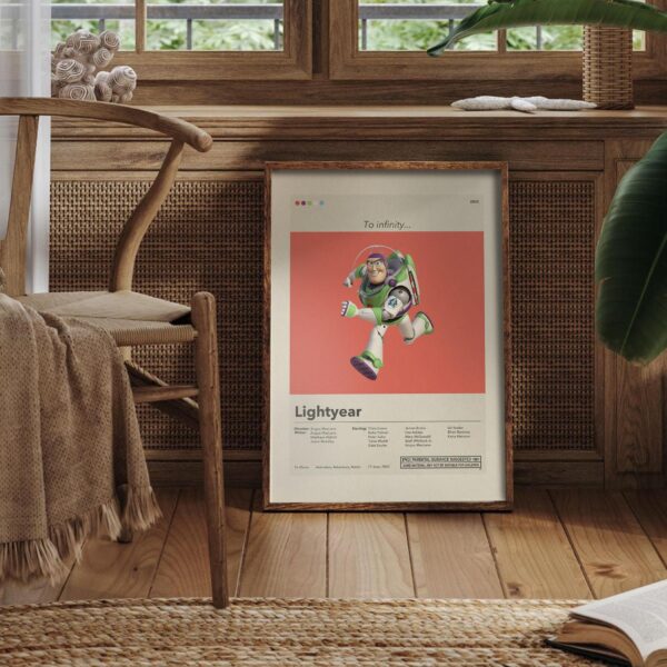 Mid-century modern Lightyear movie poster with vintage advertising style