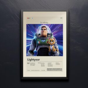 Mid-century modern Lightyear movie poster with vintage design elements