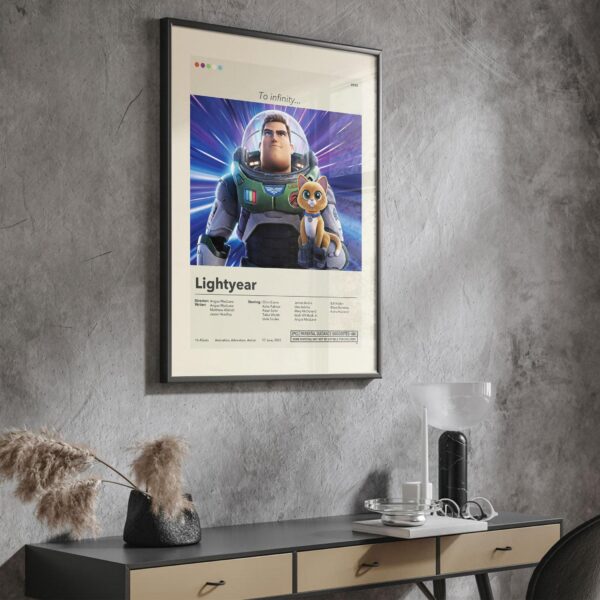 Mid-century modern Lightyear movie poster with vintage design elements