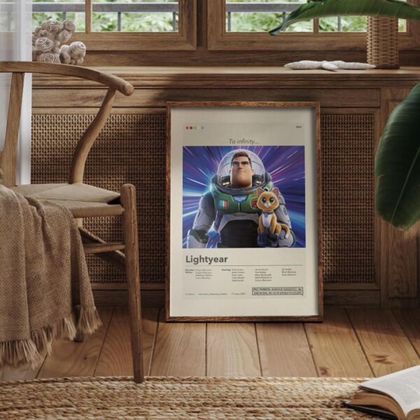 Mid-century modern Lightyear movie poster with vintage design elements