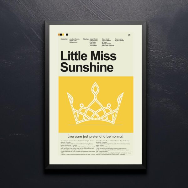 Mid-century modern Little Miss Sunshine movie poster with retro design