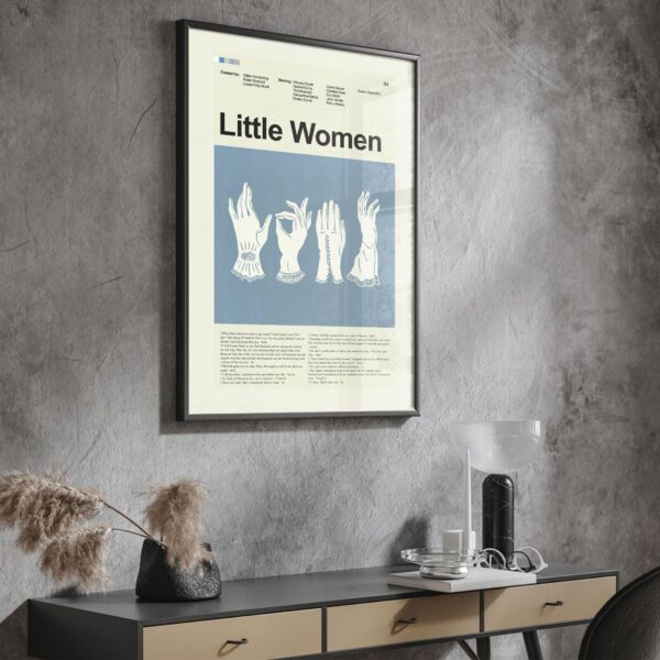 Mid-century modern Little Women movie poster with graphic design style