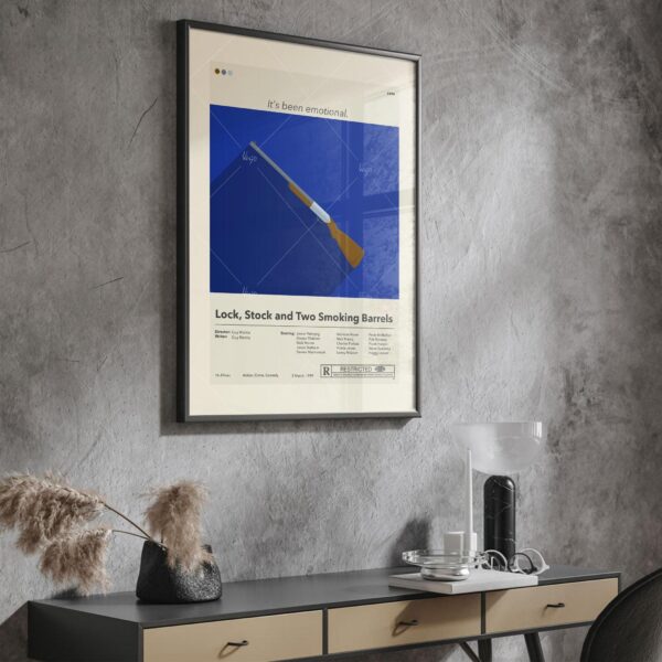 Mid-century modern poster of Lock, Stock and Two Smoking Barrels movie art