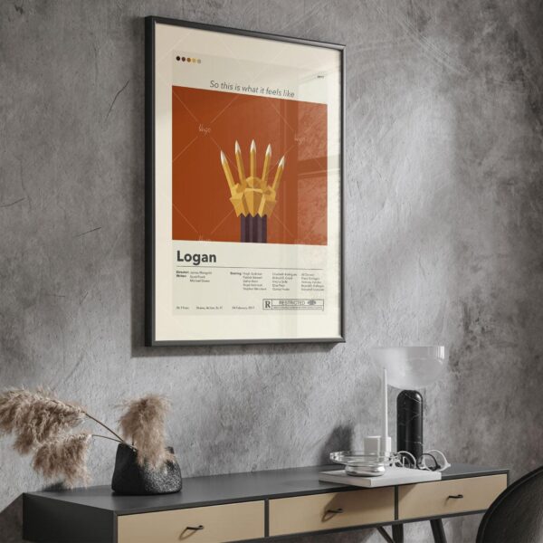 Mid-century modern Logan movie poster with 20th century limited edition design
